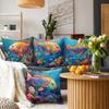 Colorful Fish Cartoon Marine Life Peach Skin Sofa Pillow Car Cushion Cover