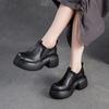 Весенне-осенние британские туфли из натуральной кожи с большой головой для женщин, на толстой подошве-платформе, ретро, увеличивающие рост, женская обувь