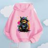 Graffiti Cool Cat Cartoon Printed Kids' Hoodie, Let Children Wear Personality-Filled Hip-Hop Playful Fashion Sense