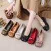 2025 Spring Women's Genuine Leather Soft Sole Shoes: Comfortable Cowhide Sole with Slope Heel for Middle-aged and Elderly
