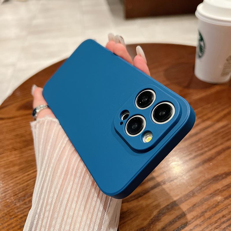 Liquid Silicone Shockproof Matte Case For iPhone 16E 16 Pro Max 15 Plus 14 Pro 13 12 11 Pure Color Slim Soft Anti-Fall Phone Cover