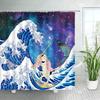 Креативная шторка для душа с русалкой и китом, мультяшный астронавт, черепаха, кошка, морские волны, дизайн звездного неба, декор для детской ванной комнаты, шторка.