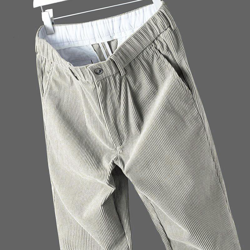 Autumn Thick Men's Double-pleated Trousers Large Size Slim-fit Corduroy Business Casual Pants