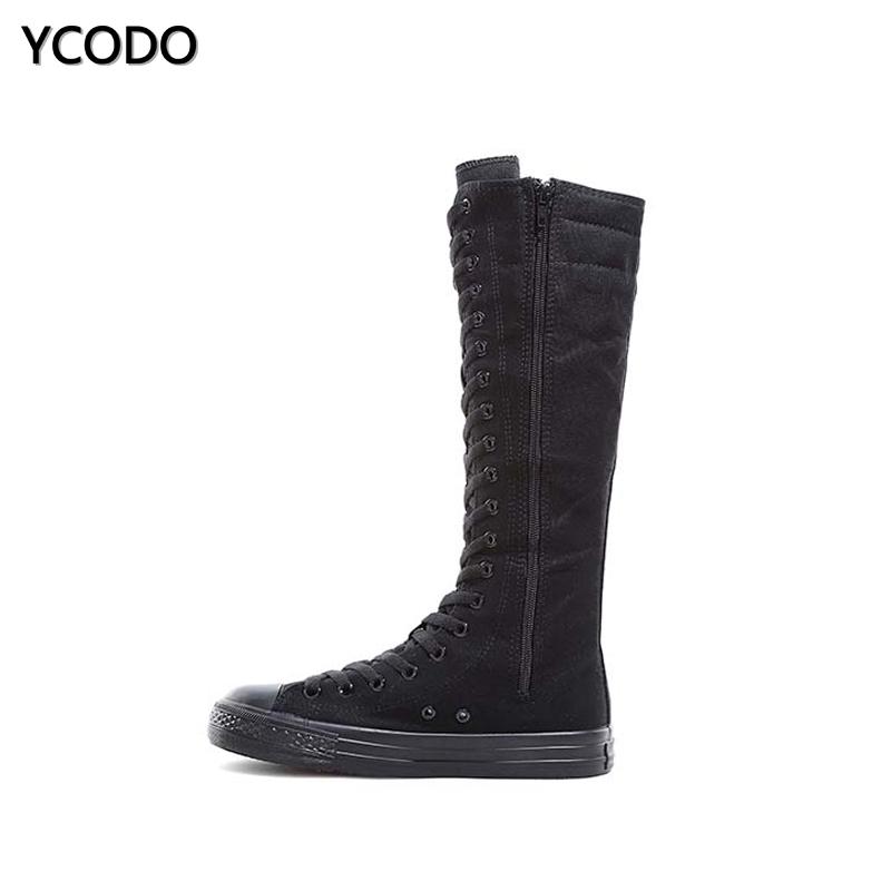 Весенне-осенние женские ботинки, парусиновые сапоги до середины икры, повседневная обувь с высоким берцем, длинные сапоги, удобные ботинки на плоской подошве со шнуровкой, размер 34-43