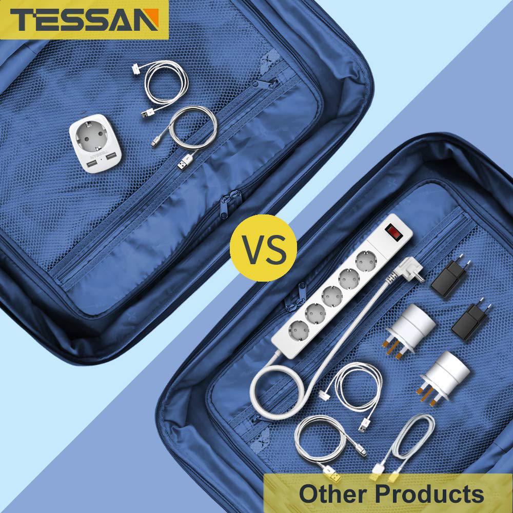 Tessan Дорожный адаптер, вилка Англии, Европы, 2 USB (2,4 А) Адаптер розетки, адаптер питания для дорожной вилки, настенное зарядное устройство для Великобритании, Ирландии