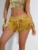 Sequined Tassel Latin Dance Skirt for Women – Stage and Bar Performance Costume Shorts
