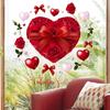 Heart-Shaped Rose Day Removable PVC Window Glass Flower Window Sticker Valentine's Decal Reusable Static for Wedding
