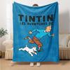 The Adventures of Tintin Theme Printed Blanket - Perfect for Couch, Bed, Travel & Outdoor Use | Machine Washable, Cozy & Durable.