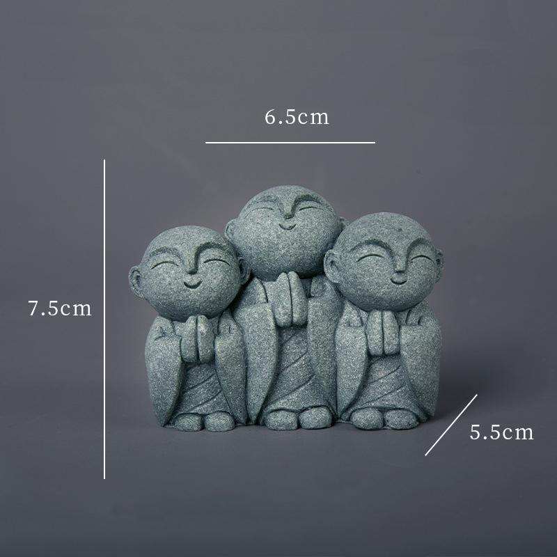 Miniature Statues Small Monk Figurines 4 Piece Resin Meditation Room for Study Tabletop Gifts Sets