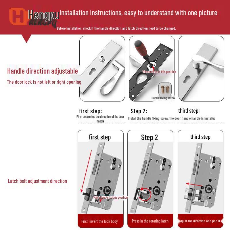 Hengpu Universal Door Lock Handle Set XP-0390-2