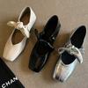 Версия из овчины~ Туфли Мэри Джейн с бантом женские французская мягкая подошва с юбкой квадратный носок плоская подошва с неглубоким вырезом одинарная туфля