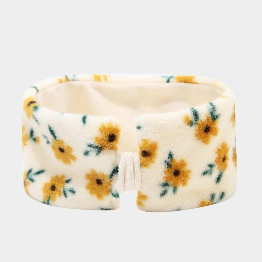 Coldproof Faux Fur Hairband flower printed Winter Warm Hairband fashion Plush Headband  winter