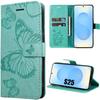 Protective Case - BOOLING - for Samsung Galaxy S25 - Shockproof - Synthetic Leather - Butterfly Pattern