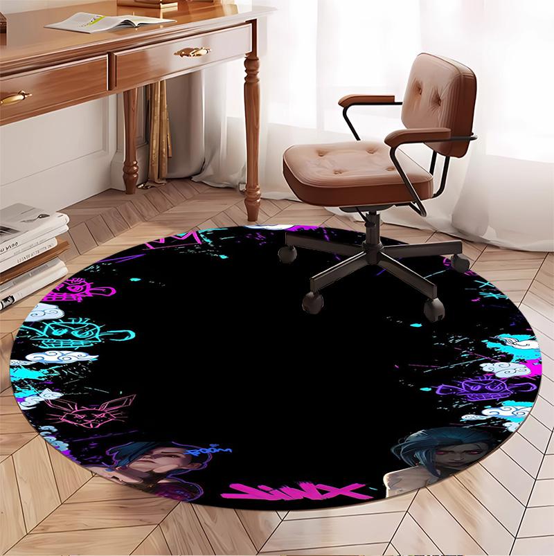 Jinx Pattern Round Rug, Indoor/Outdoor Mat, for Picnic, Gameroom, Bedroom, Office, Living Room, Home Decor Carpet, Birthday Gift