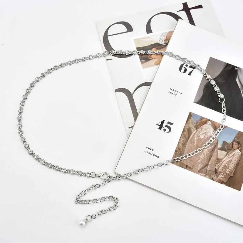 New Metal Waist-hugging Ladies Decorative Waist Chain High-end Rhinestone Inlaid Versatile Dress Accessories Body Chain