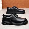 Туфли дерби мужские кожаные дышащие в британском стиле увеличивающие рост повседневные кожаные туфли мужские 2025 новая весна платформа трендовая обувь