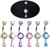 Multicolor Zircon Stainless Steel Curved Navel Ring Jewelry