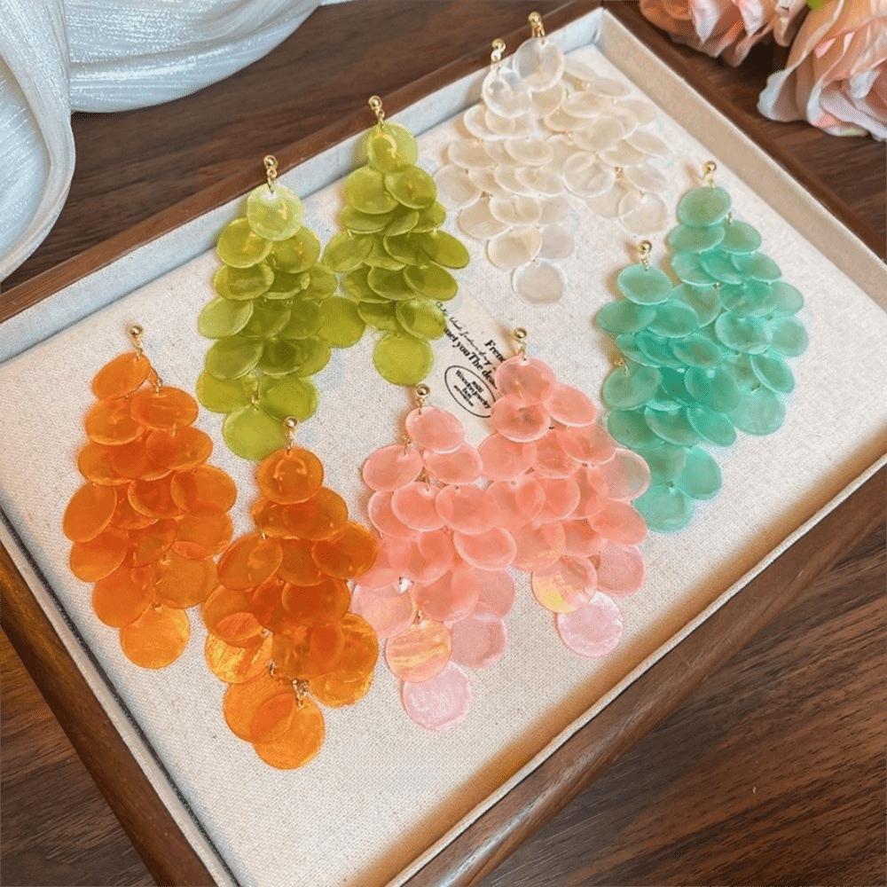 Round Shell Tassel Round Dangle Earrings Vacation Style Women's Earrings Seaside