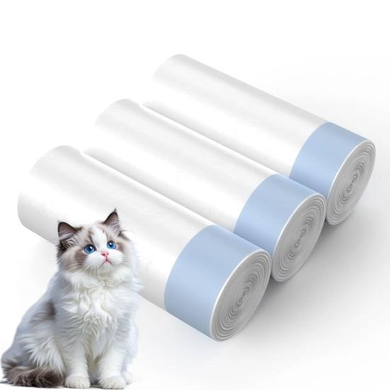 60 шт. Мешки на шнурке для кошачьего наполнителя Подкладки для кошачьего туалета Мешки для сбора отходов домашних животных без грязи для большинства автоматических самоочищающихся туалетов