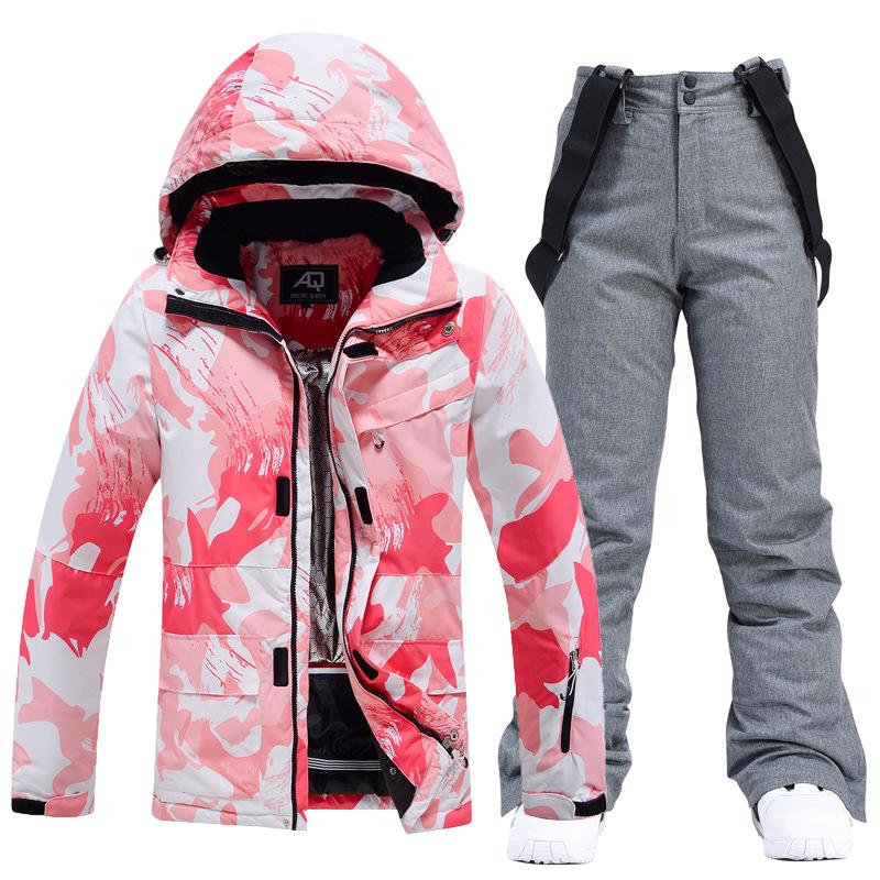 New Ski Suit Suit Ladies Winter Outdoor Windproof Waterproof Warm Thick Single Board Double Board Ski Jacket + Pants