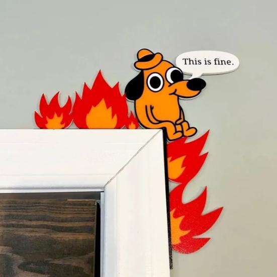 1 шт./2 шт., украшение на дверь в виде собаки в виде пламени, деревянная мультяшная собака, дверная рама, угловой знак, сделай сам, домашний декор на День святого Валентина, рождественские украшения для окон, стен