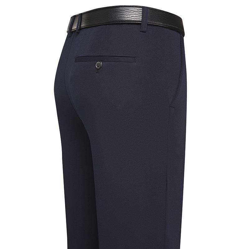 Men's Autumn/Winter Casual Business Trousers: Solid Color, Elastic Waist, Non-Iron, Anti-Wrinkle, Straight Fit.