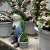 Скульптура лягушки-фермера из смолы, фигурка с маленьким ведром для украшения двора и сада