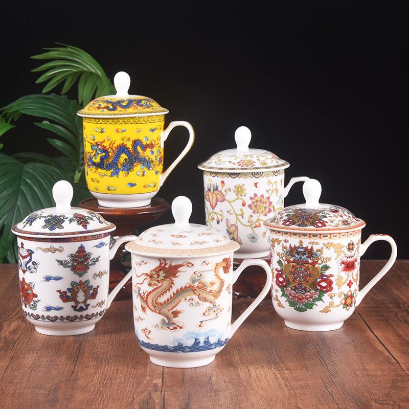 Тибетская ретро чашка керамическая чашка с крышкой костяной фарфор чашка офисная чашка для совещаний чашка для воды чашка для чая кружка коммерческая чашка