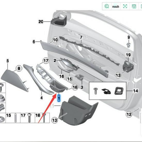 BMW 5 Series F18/F10 Front Left Door Lift Switch Panel To Solve Sticky Hand Issue - 51417225873