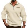 Fall Winter Men Sweatshirt Half Zipper Stand Collar Loose Solid Color Thick Plush