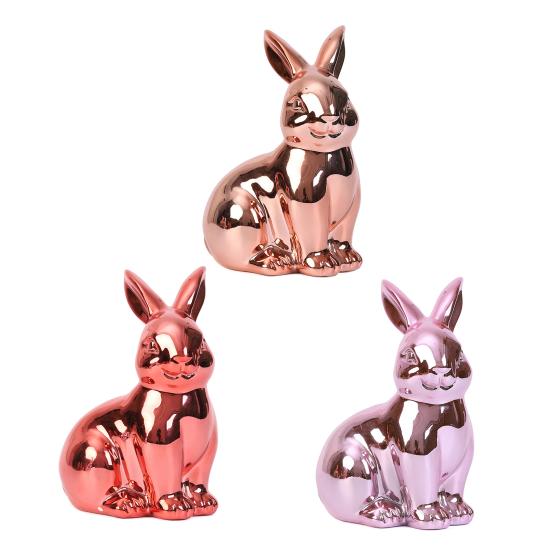 Пасхальный кролик, блестящая статуэтка кролика, копилка, винтажная скульптура кролика для домашнего офиса, декор стола, принадлежности для весенней вечеринки
