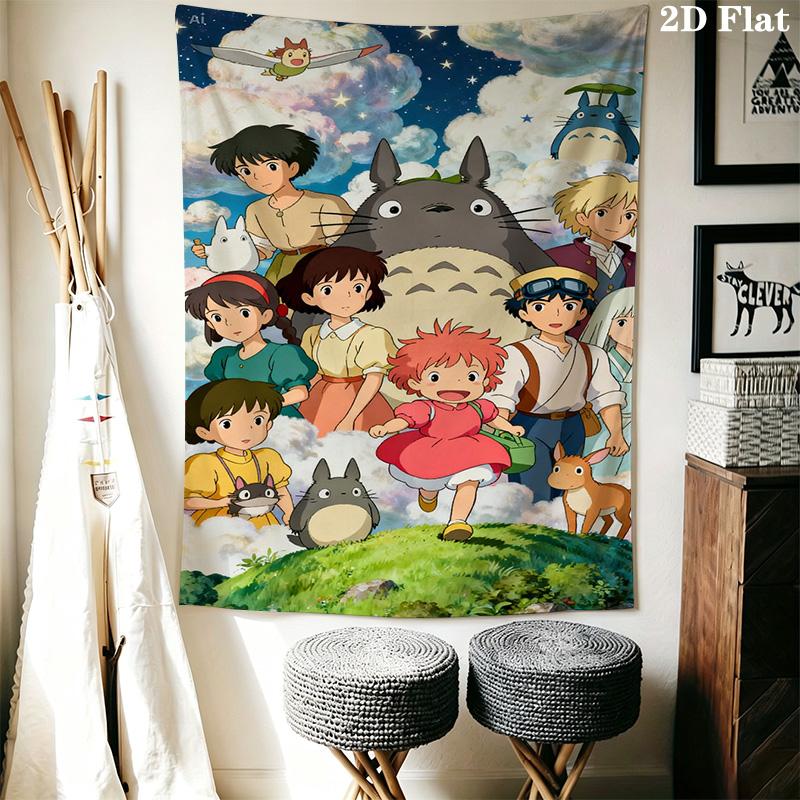 Neighbor Totoro Adventure Forest Tapestry Background Cloth Wallmounted Work Of Art Christmas Gift Atmospheric Background Cloth