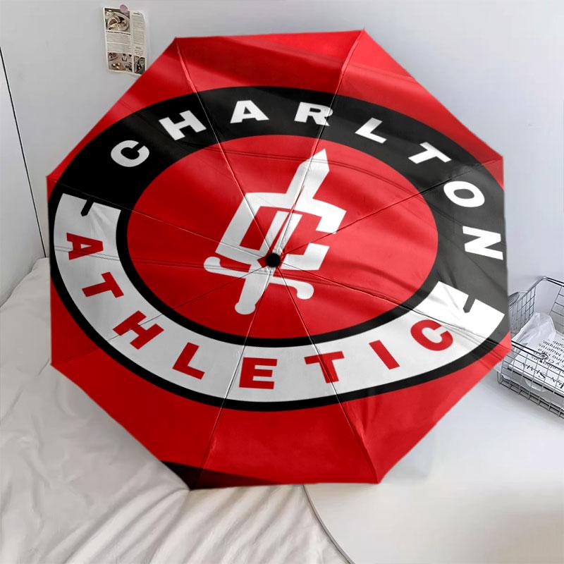 Узор Charlton Athletic, автоматический складной зонт, портативная и складная конструкция, 8 спиц, рождественский или праздничный подарок.