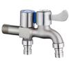 Stainless Steel Faucet Double Outlet Dual Control Water Tap One In Two Out Faucet 1/2" Bidet Faucets Bathroom Accessories