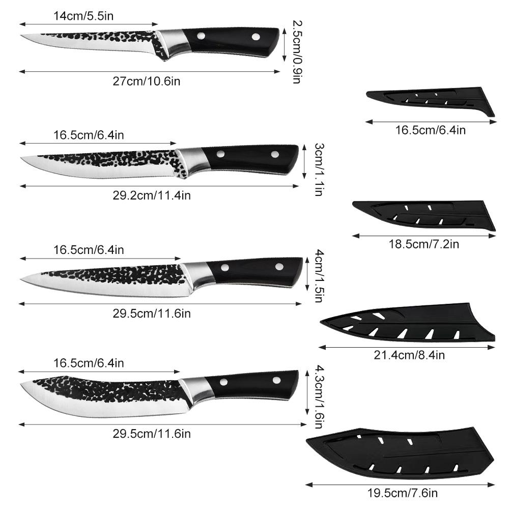 Kitchen Knife Sets, 4pcs Chef Knives Sets Stainless Steel Slaughter Boning Knife Butcher Knife Sharp Slicing Knife Cleaver Set