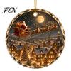 Artistic Holiday Ornament Christmas Landscape Scene Acrylic for Tree Decor, Decorative Winter Figurine Hanging Keepsake Party And Seasonal Home