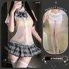 Сексуальное нижнее белье Сексуальная школьная форма костюм для соблазнения Прозрачная рубашка клетчатая юбка плиссированная женская