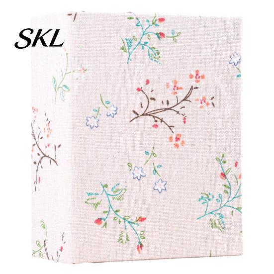 Transparent Inner Bag Photo Album Mini Printed Fabric Slip-In Album, Portable Floral Print Scrapbook with Sleeve Pages, Lightweight Cover Pocket