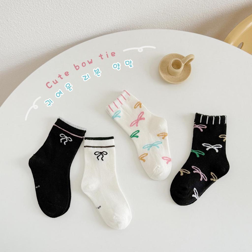 Осенние детские носки средней длины с мультяшным горошком - Универсальный корейский стиль для мальчиков и девочек