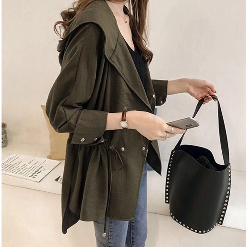 Женский весенне-осенний плащ плюс длинный костюмный воротник, повседневное пальто больших размеров для женщин