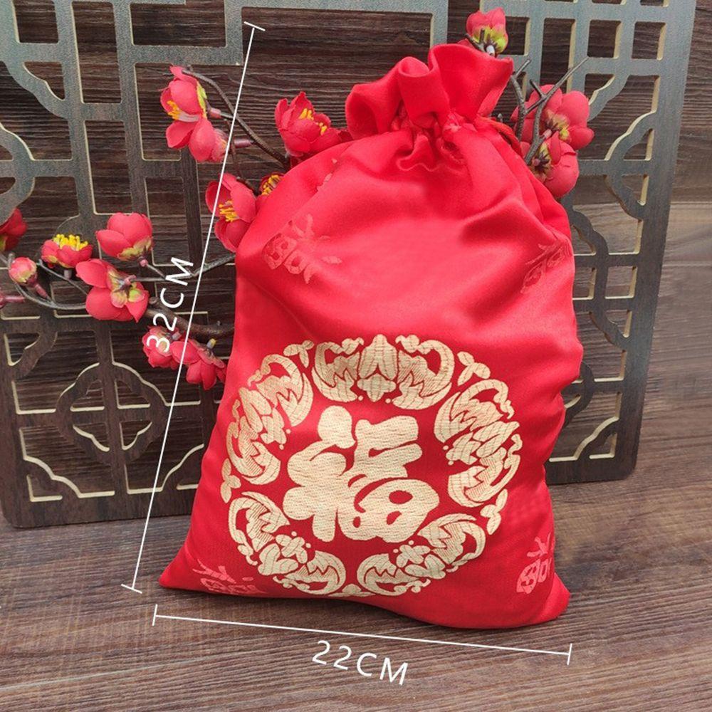 Красная парчовая подарочная упаковка китайские мешочки на удачу мешочек на шнурке для украшений мешочки для конфет и подарков шелковый мешочек Фу
