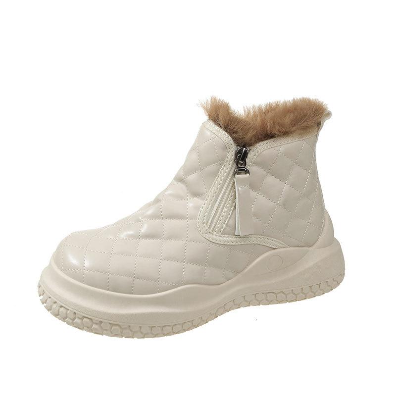 Женские зимние сапоги, новые зимние бархатные утолщенные хлопковые туфли на платформе, женские нескользящие короткие сапоги