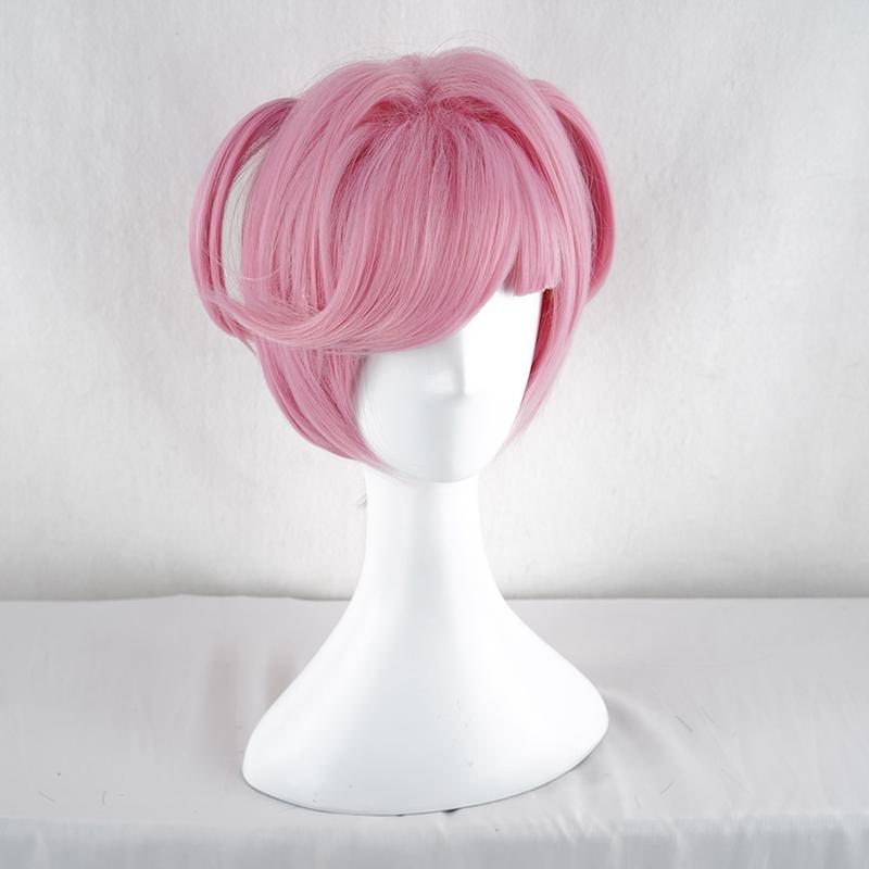 Professional Game DDLC Doki Doki Literature Club Natsuki Wigs Pink Short Heat Resistant Synthetic Hair Party Cosplay Wig + Wig Cap