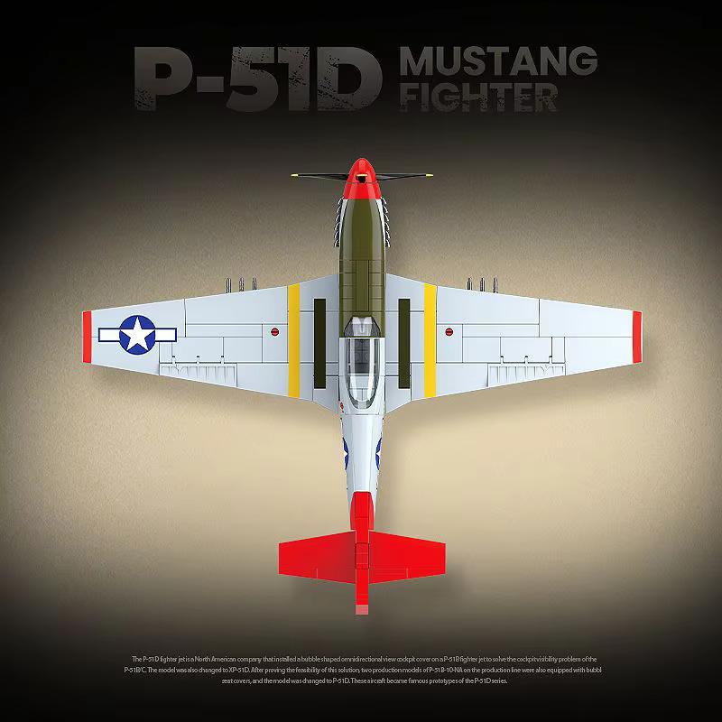 Полная модель истребителя P-51D Mustang из интеллектуальных строительных блоков, игрушка, модель, подарок 100278 Военный