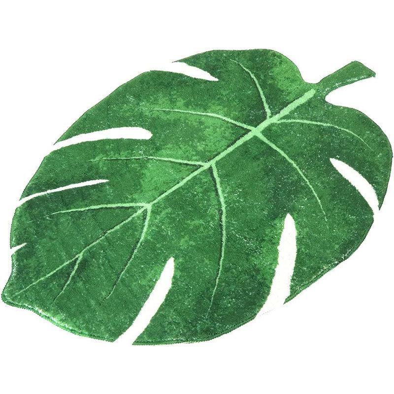 Best-Selling US 3D Green Leaf Decor Bath Rug Machine Made Soft Absorbent Non-Slip Carpet Washable Bathroom Floor Mat