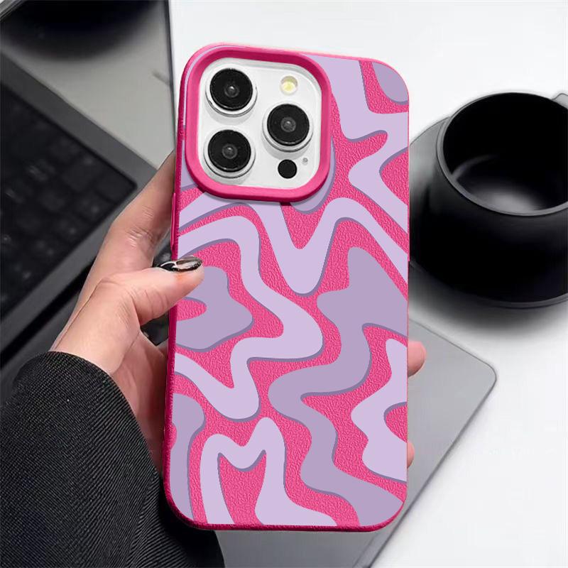 Чехол для телефона с цветной полоской и текстурой из кожи для iPhone 16 Pro 15 14 13 12 Pro Max, противоударный матовый тонкий однотонный мягкий чехол из ТПУ с защитой от падений