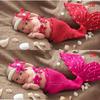 Newborn Photography Baby Props Outfit Photo Costume Girls Handmade Crochet Mermaid Set Headband Bra Tail