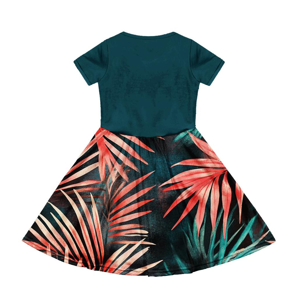 Летнее платье для девочек, однотонное платье без рукавов с принтом и карманом, повседневное платье, вечернее платье с короткими рукавами