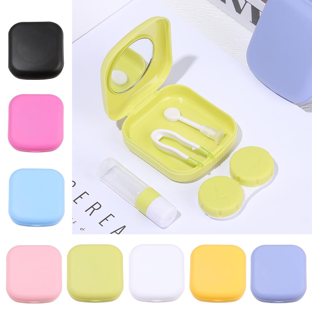 Easy Carry Travel Container Colorful Contact Lens Case Contact Lenses Box Mini Square with Mirror