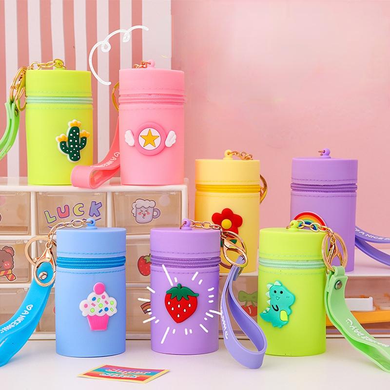 Симпатичные мультяшные сумки для монет для женщин и девочек, кошелек для монет, чехол из искусственной кожи, силиконовый кошелек для денег, сумка для хранения наушников с подвеской, брелок для ключей